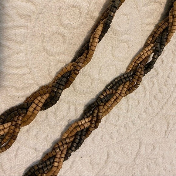 Wooden Beaded Braided Bohemian Tie Waist Belt - Picture 3 of 4